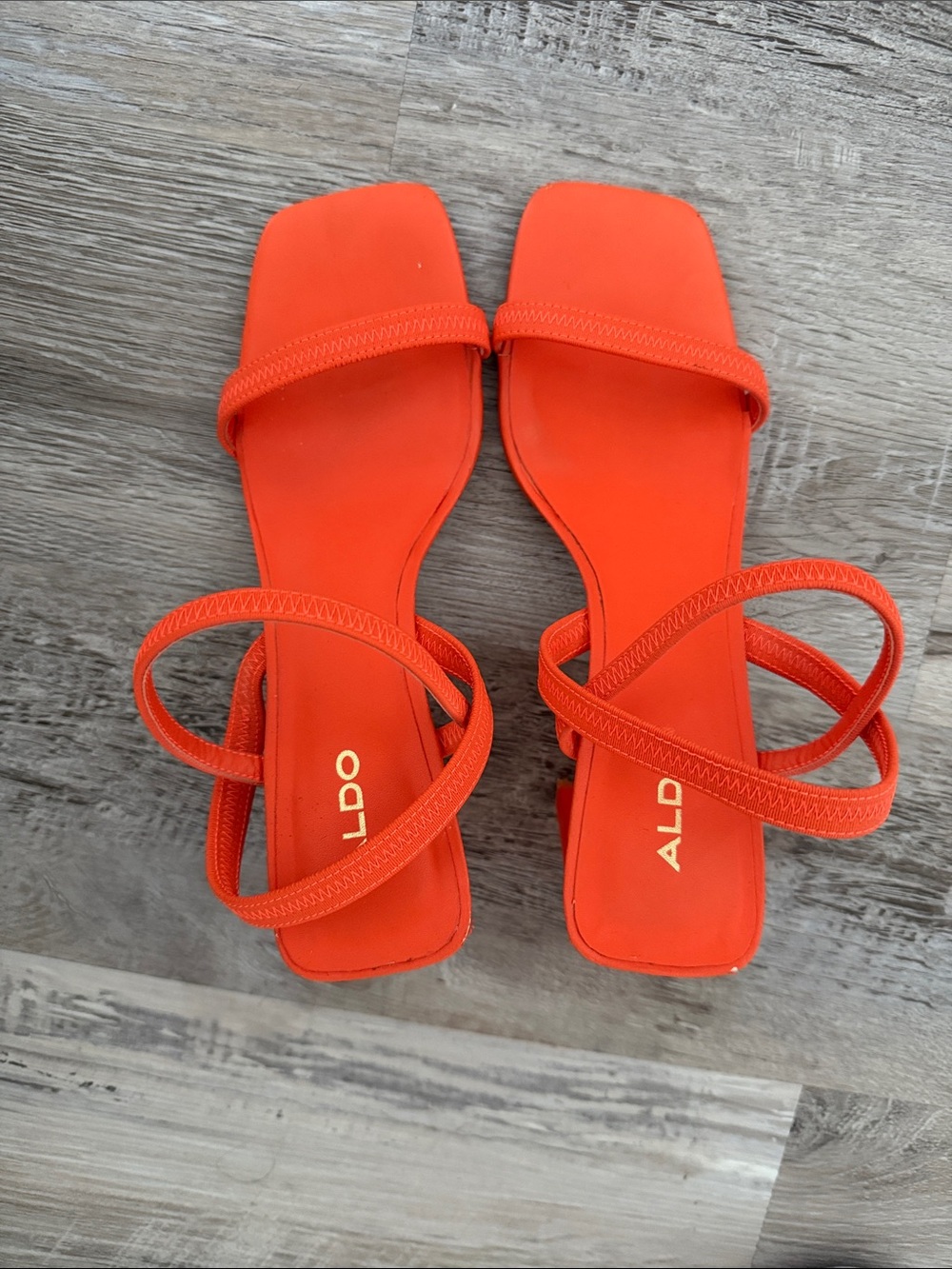 ALDO Bright Orange Wrap-Strap Square-Toe Sandals